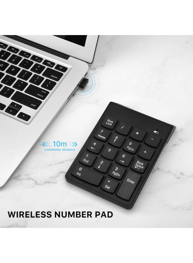 NAMA Wireless Numeric Keypad 18Keys Portable Number Numpad with 2.4G Mini USB Receiver for Laptop Notebook, Desktop, Surface Pro, PC - Black - Image 2